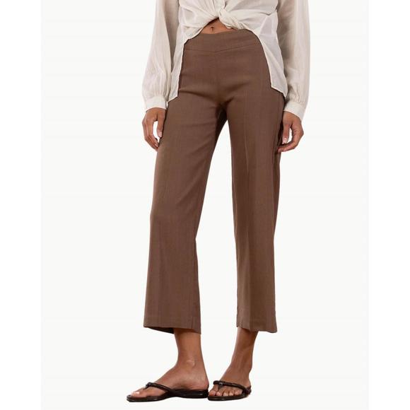 NEW AVENUE MONTAIGNE alex pull on linen pants in cognac